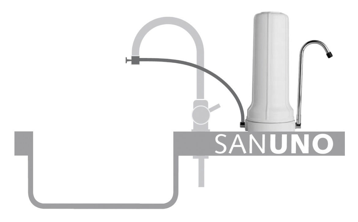 Countertop filter Sanuno Vital, swivel and filter cartridge EM Premium D by Carbonit