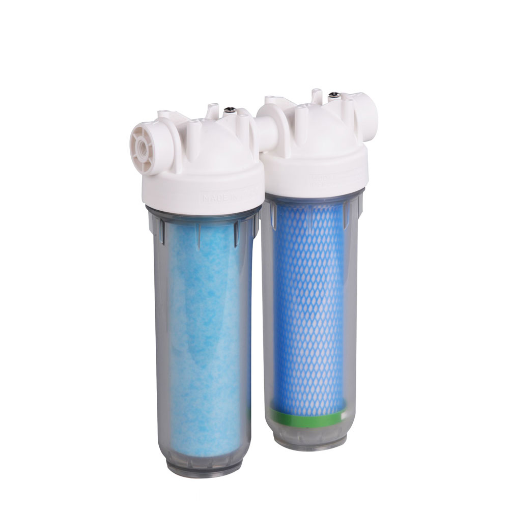 Two-stage water filter system for installation under the sink