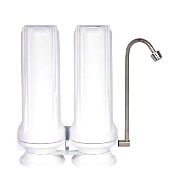 Auftischfilter AquaAvanti Double, VA Auslauf mit Carbonit Filter EM Premium 5 Sedimentfilter & EM Premium 5
