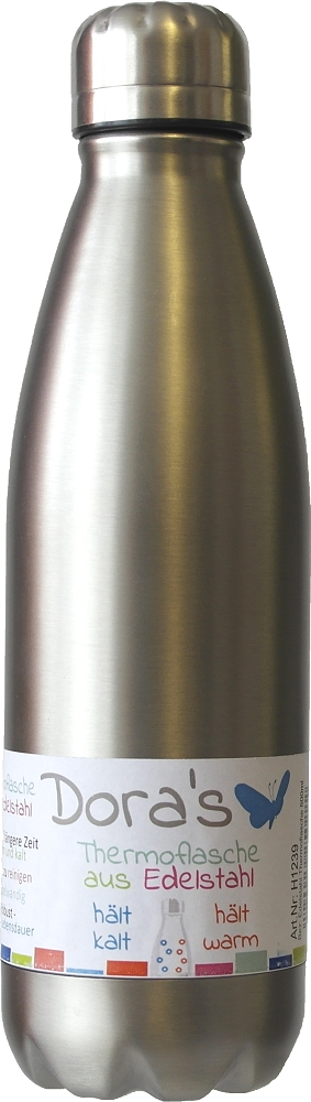 Dora's Edelstahl Trink- & Isolierflasche 0,75 l verschiedene Farben edelstahl matt