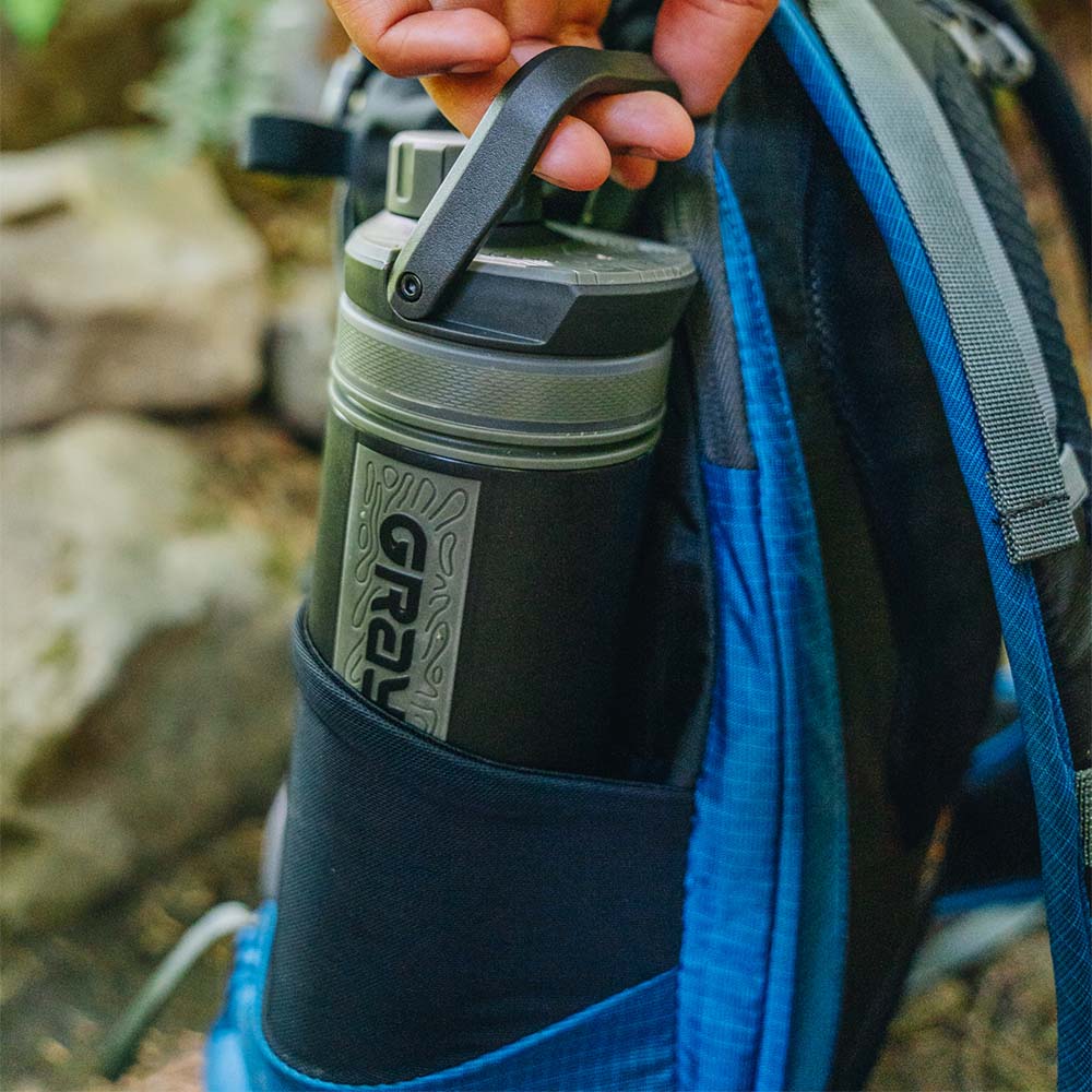 Grayl UltraPress Outdoor & Travel Water Filter, Camp Black with 1 replacement filter