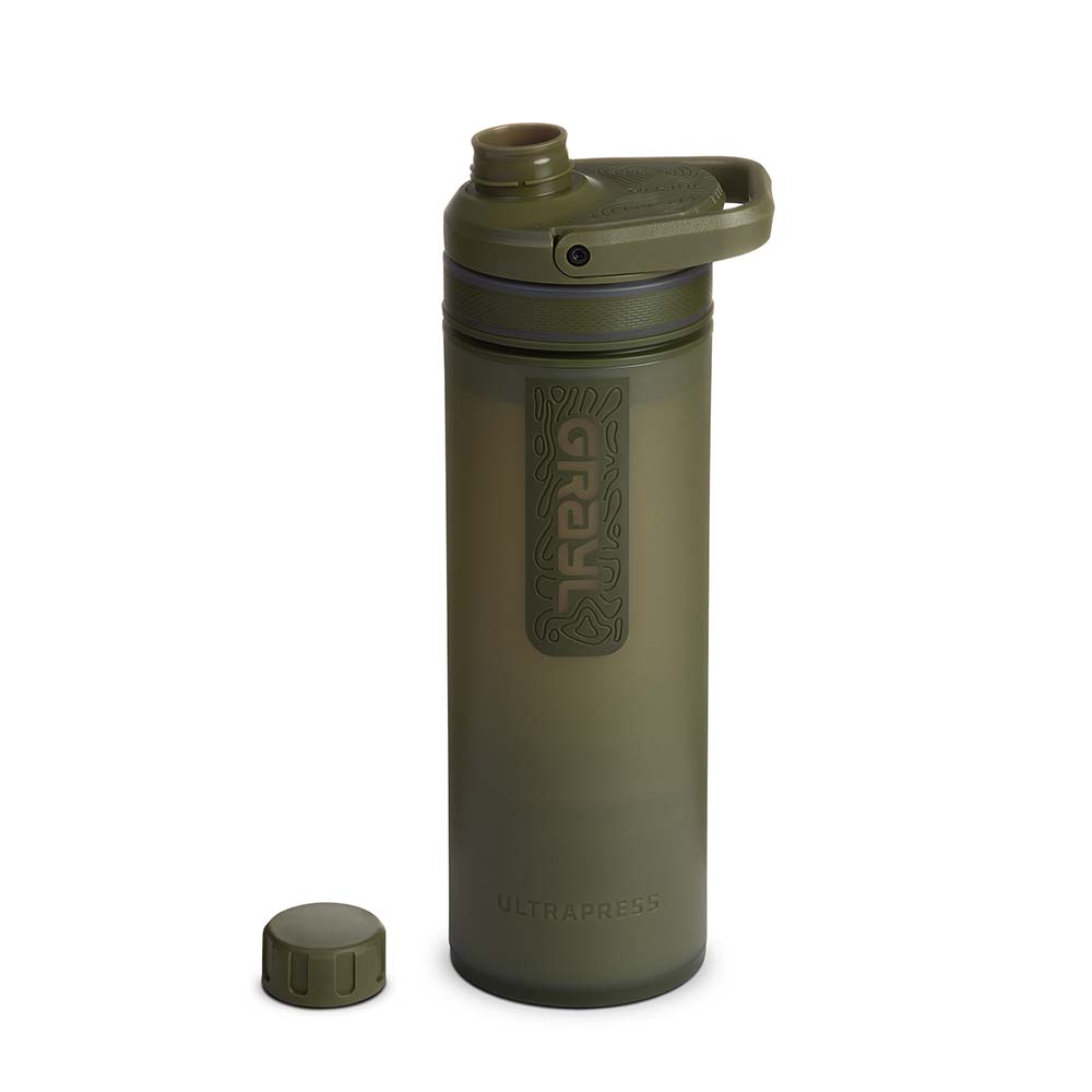 Grayl UltraPress Outdoor & Travel Water Filter, Olive Drab with 1 replacement filter