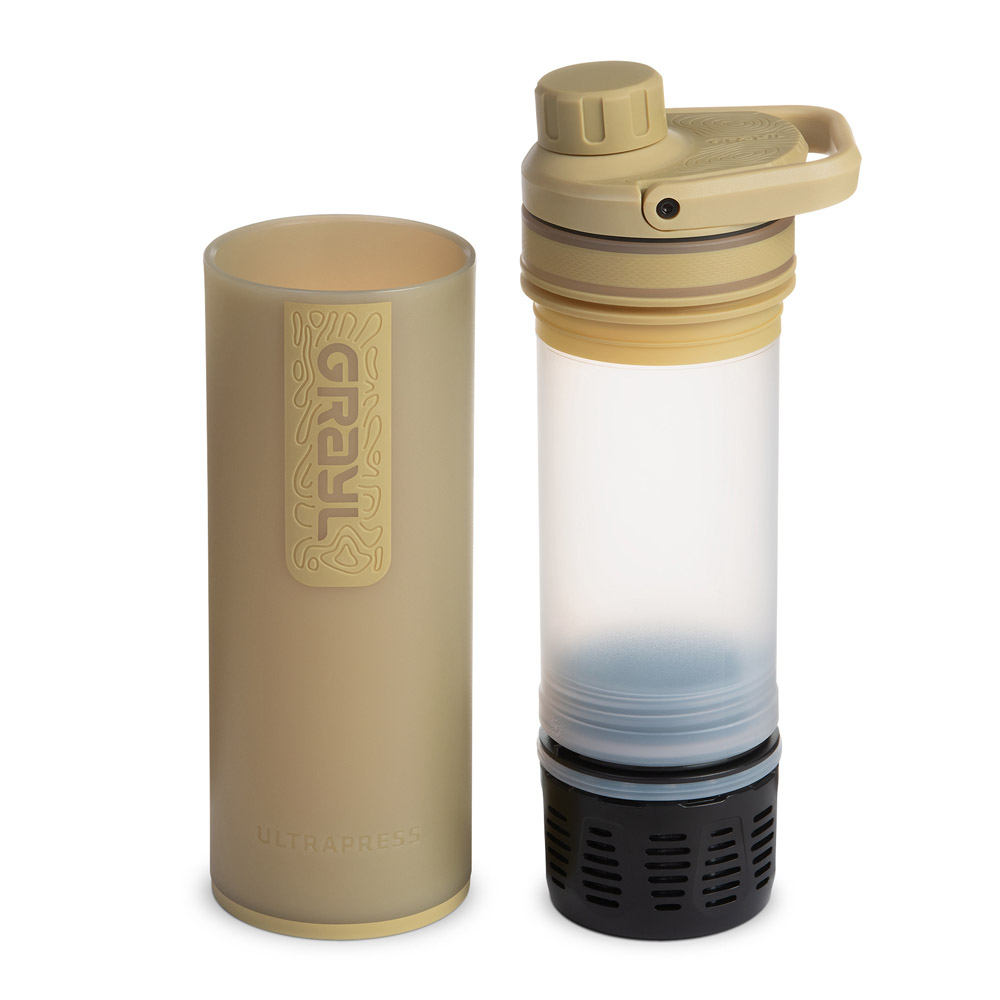 Grayl UltraPress Outdoor- & Reisewasserfilter, Desert Tan mit 2 Ersatzfilter
