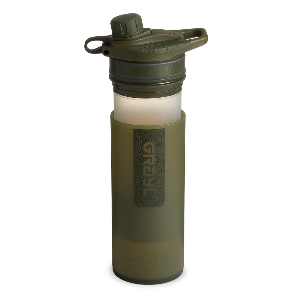 Grayl GeoPress outdoor and travel water filter & 1 Replacement Filter - Olive Drab