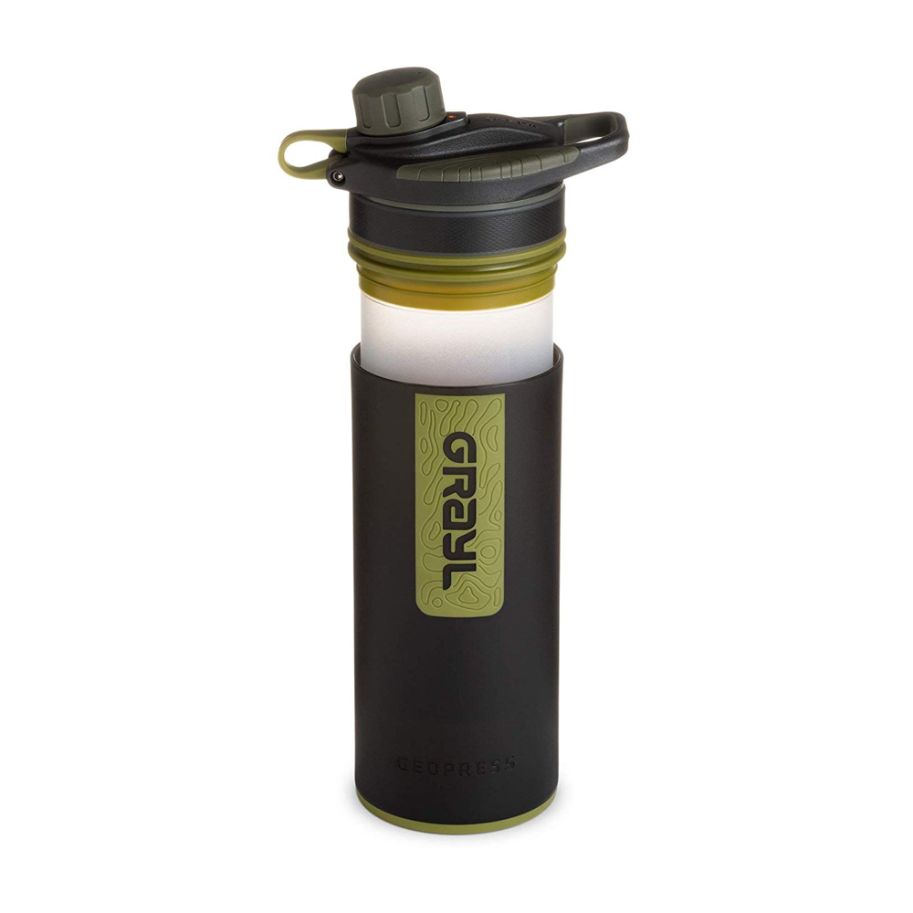Grayl GeoPress Outdoor- & Reisewasserfilter mit 2 Ersatzfiltern - Black Camo