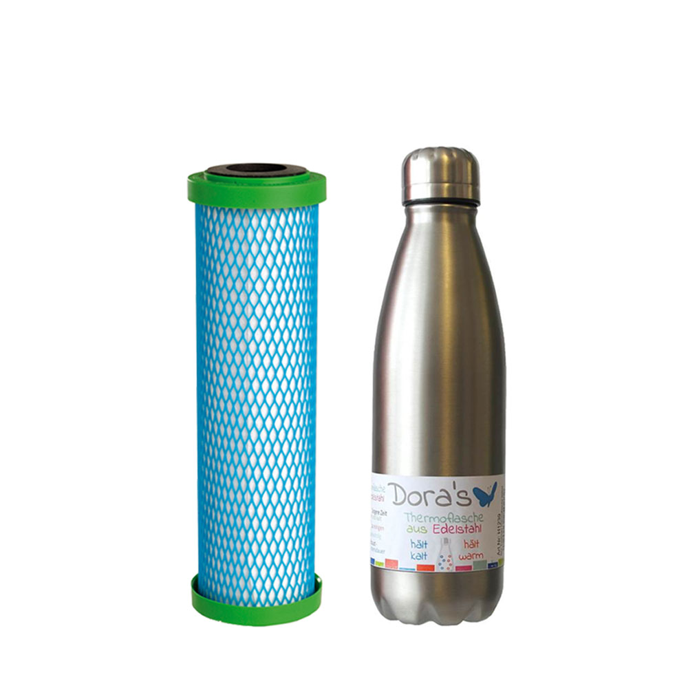 Filterpatrone EM Premium 5 Carbonit & Dora's Edelstahl Isolierflasche 0,5l