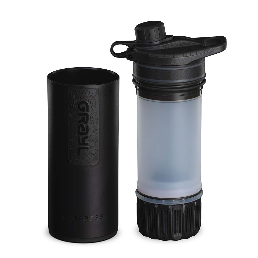 Grayl GeoPress outdoor and travel water filter with 2 replacement filters - Covert Black