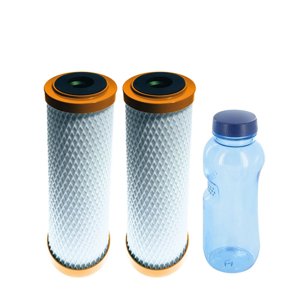 2x CARBONIT® IFP Puro Filterpatrone & Tritan Trinkflasche 0,5l BPA frei