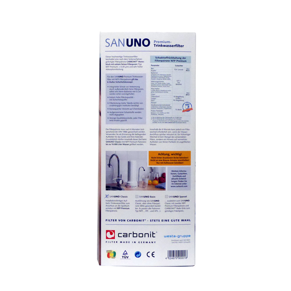 Wasserfiltersystem Sanuno Classic inkl. Filterpatrone NFP Premium von CARBONIT®