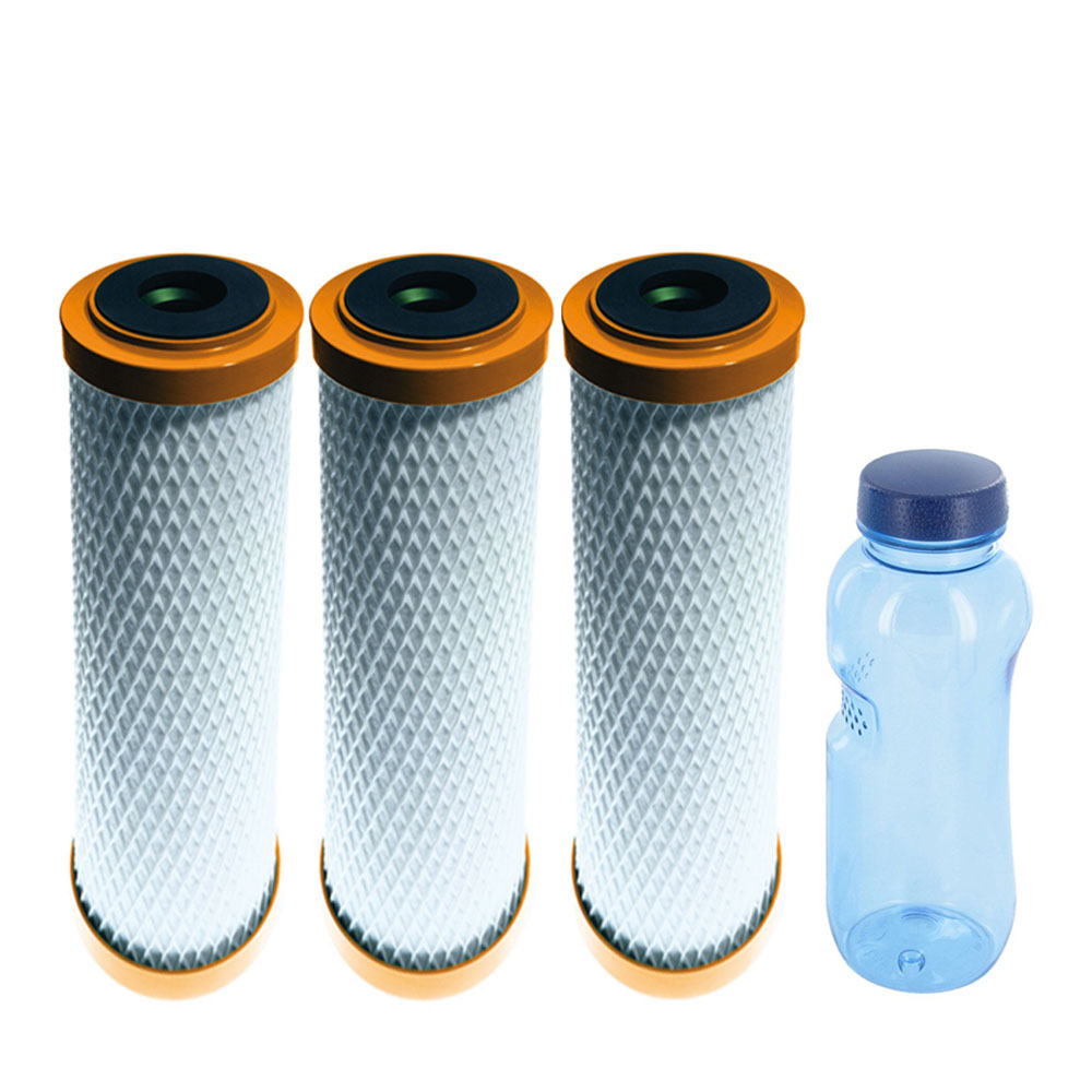 3x CARBONIT® IFP Puro Wasserfilter & Tritan Trinkflasche 0,5l BPA frei