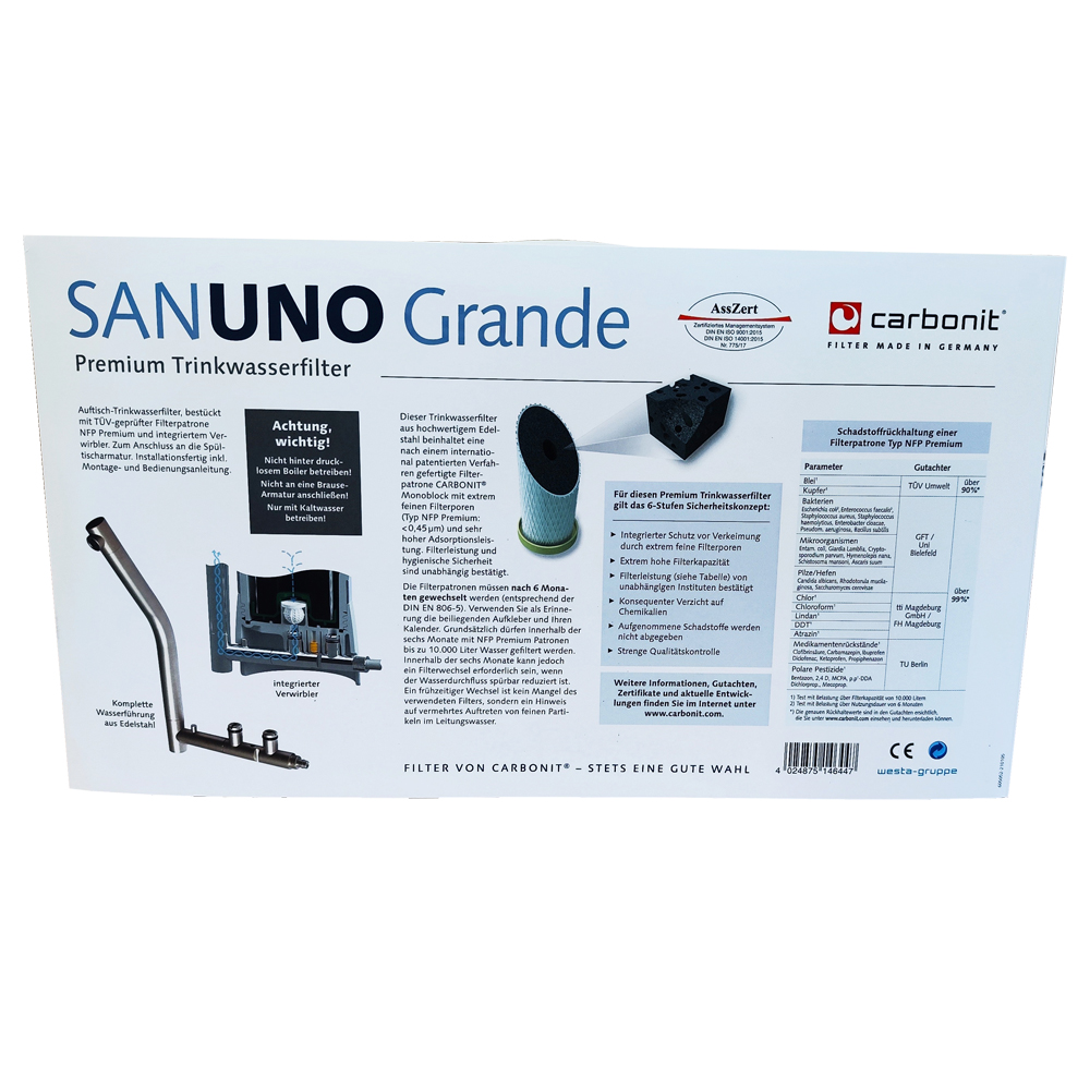 SANUNO Grande & 2x NFP Premium Filter Cartridge by CARBONIT®.
