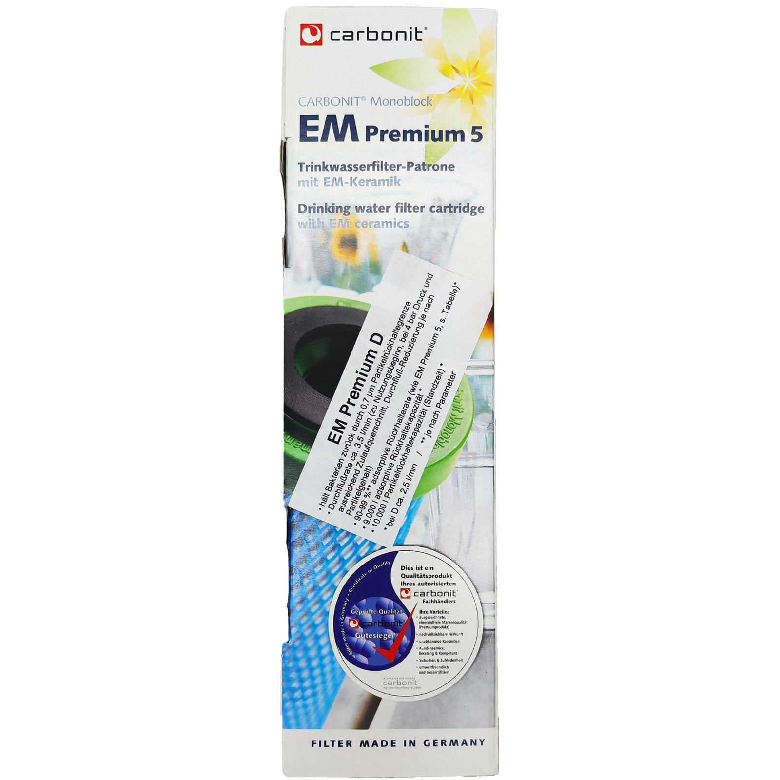 Water Filter Cartridge EM Premium D by CARBONIT® with EM Ceramic 0,7 µm