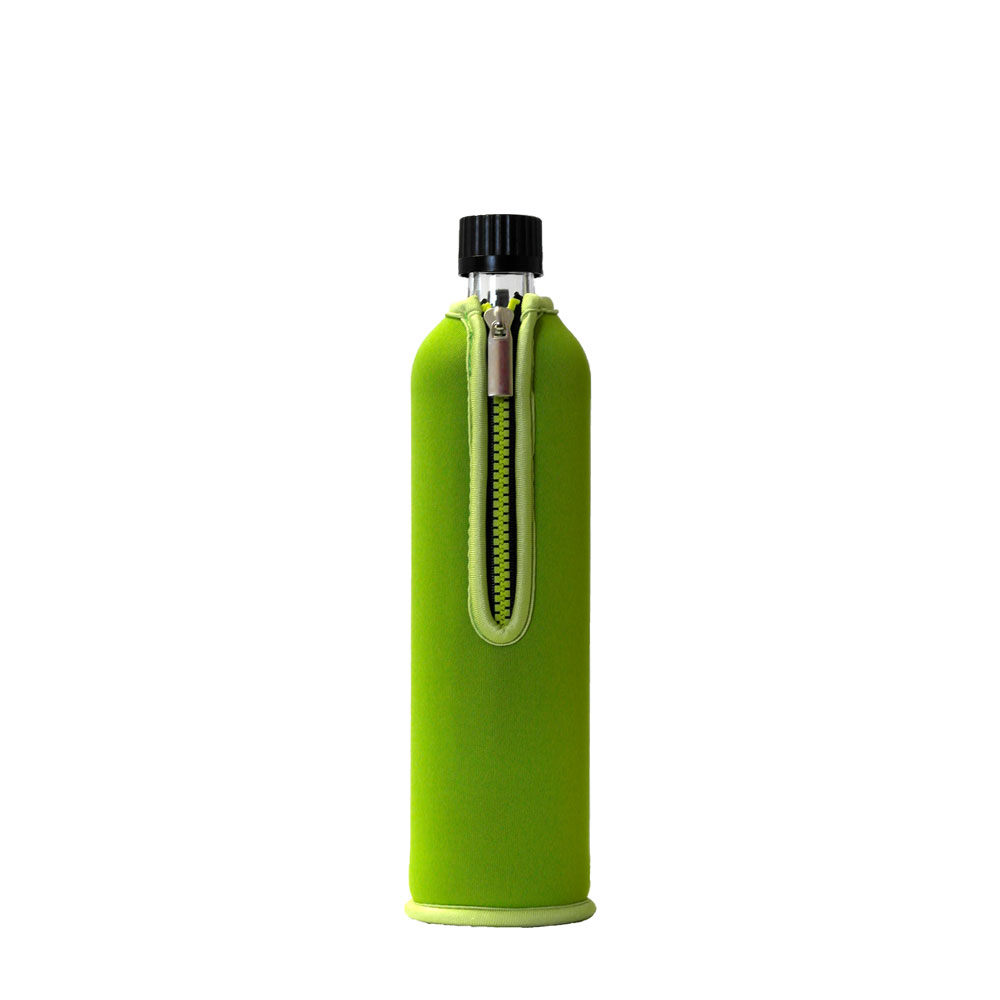 Dora's Glas-Trinkflasche 0,5 l mit Neoprenbezug, Grün
