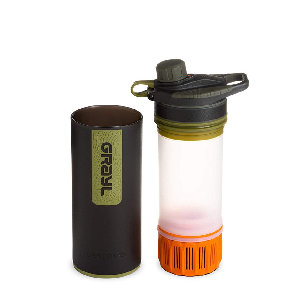 Grayl GeoPress Outdoor- & Reisewasserfilter mit 1 Ersatzfilter - Black Camo