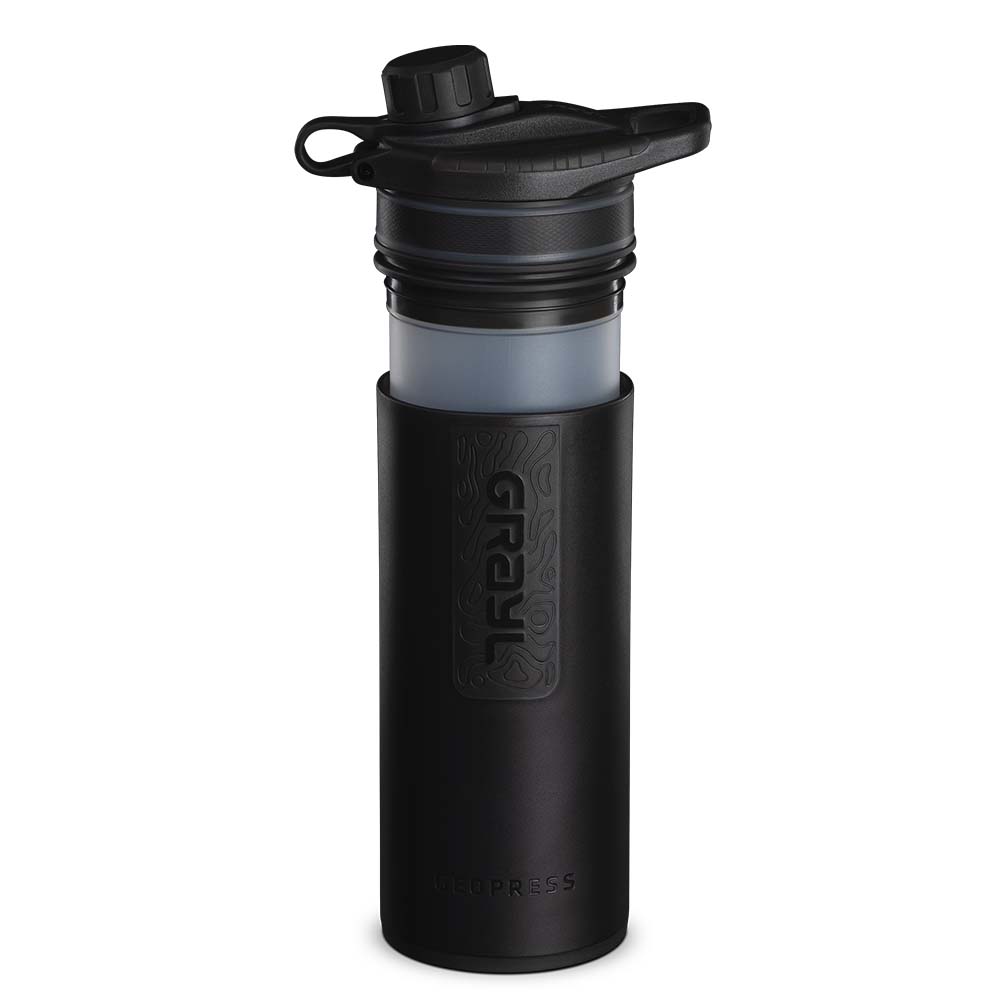 Grayl GeoPress outdoor and travel water filter with 2 replacement filters - Covert Black