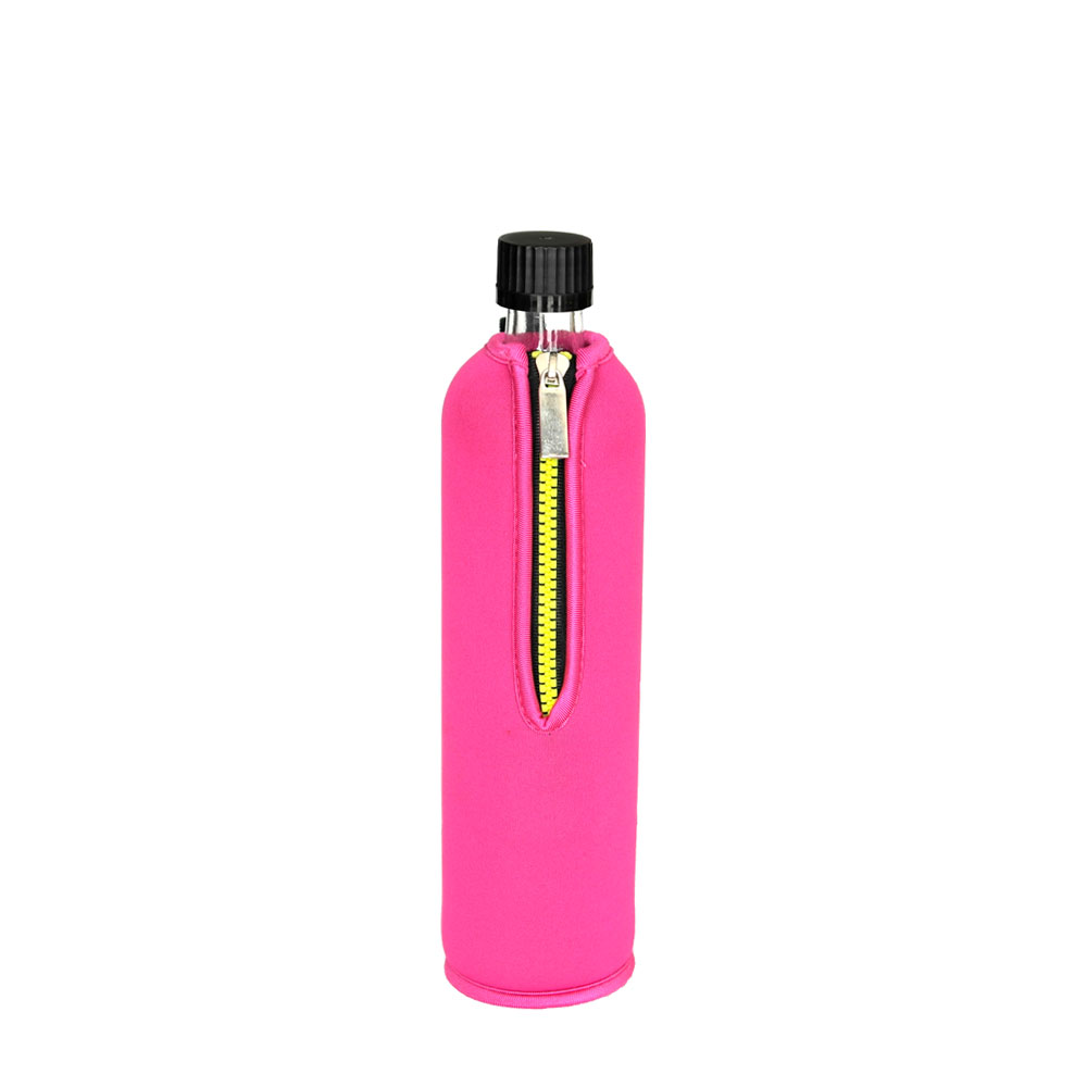 Dora's Glas-Trinkflasche 0,5 l mit Neoprenbezug, Pink