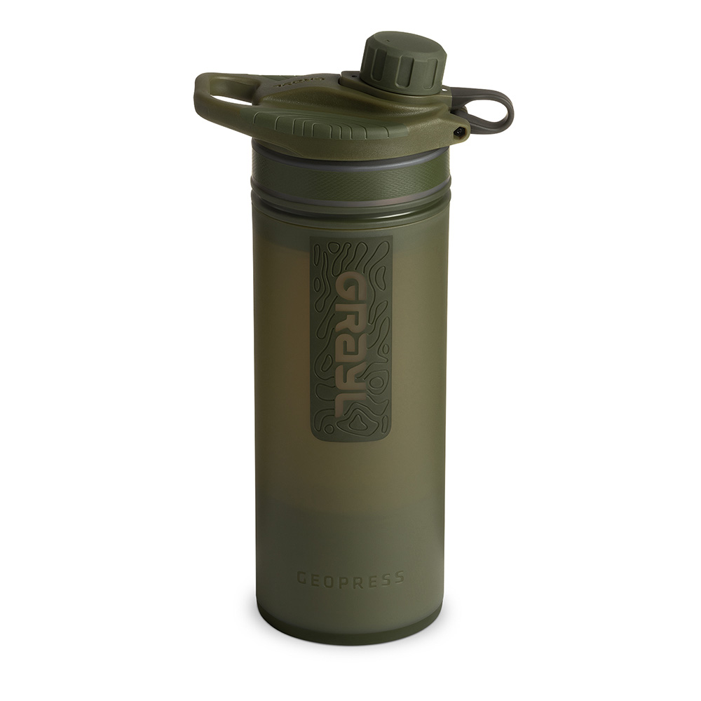 Grayl GeoPress outdoor and travel water filter with 2 replacement filters - Olive Drab