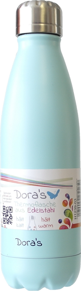 Dora's Edelstahl Trink- & Isolierflasche 0,75 l verschiedene Farben hellblau