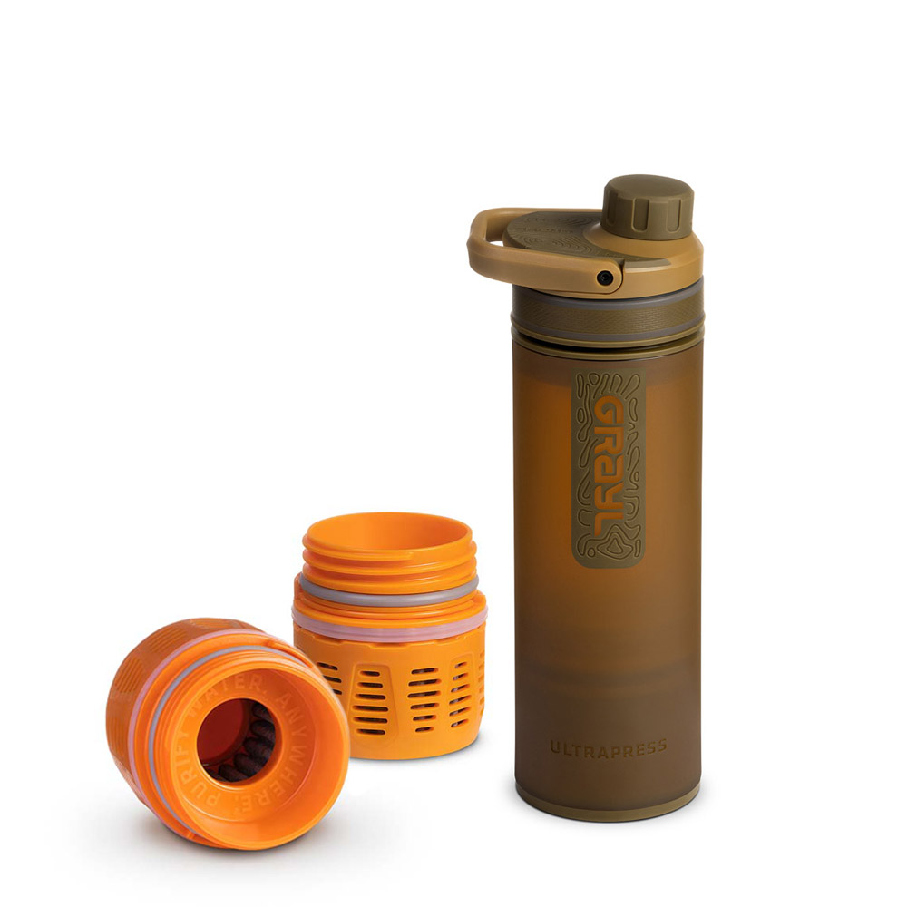 Grayl UltraPress Outdoor- & Travel waterfilter, Coyote Brown with 2 Replacementfilters